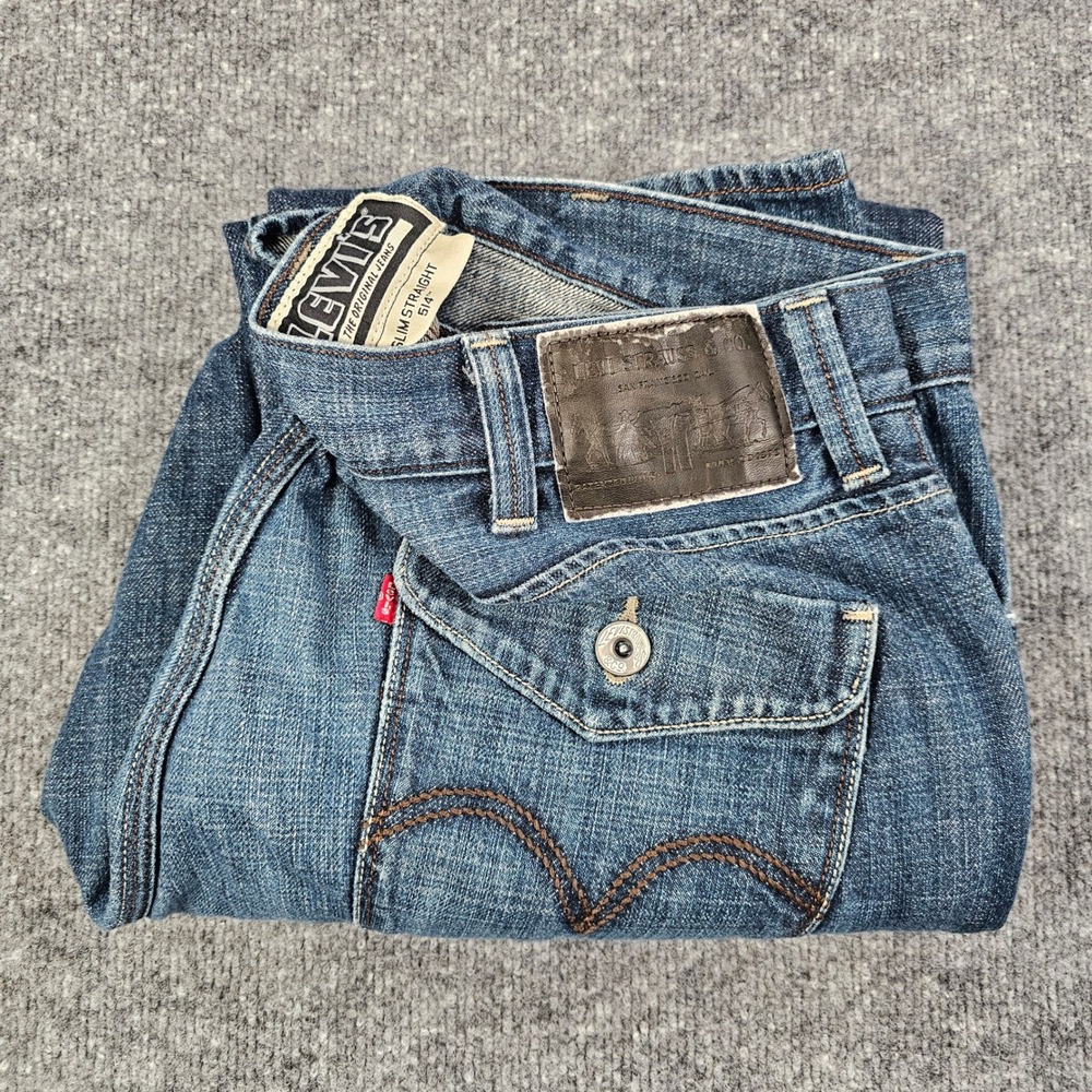 Levis 514 Slim Straight Jeans Mens 40x32 Medium Wash Cotton Blue Denim Pant